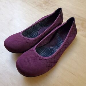 Born Womens F49347 Knit Ballet Flats Burgundy Purple Slip On Shoes Size 7M